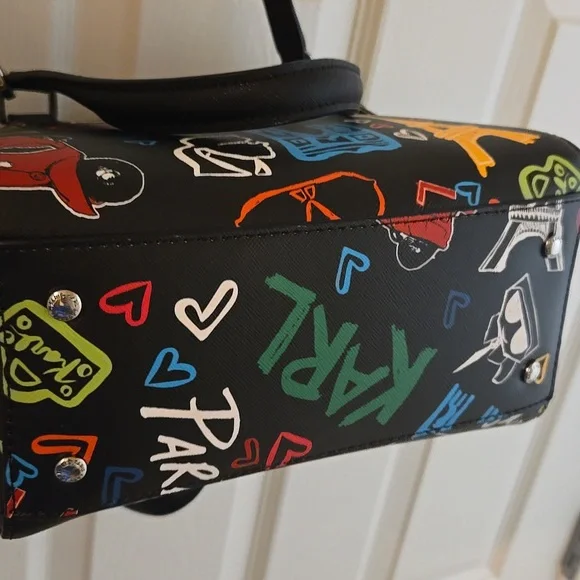 Karl Lagerfeld Black Multi Color Tote Brand New Approx size : 14 inch ( L) x 12i - Picture 4 of 4